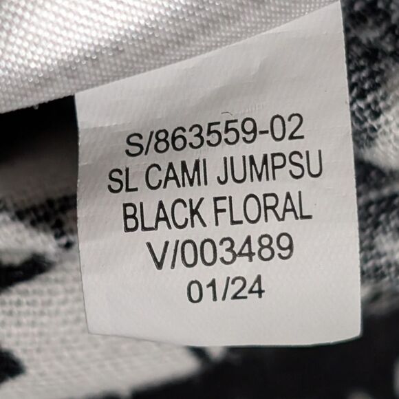 NWT Old Navy jumpsuit size 2X black white floral smocked linen cami cropped - Picture 9 of 11